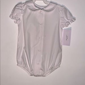 9 Month Girls Peter Pan Onesie with Ruffle Sleeve